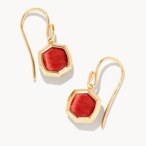 Kendra Scott Davis 18k Gold Vermeil Small Drop Earrings in Red Tiger’s Eye